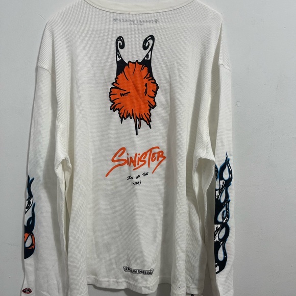 Chrome Hearts White Long Sleeve Tee with Bold Sleeve Text - Picture 1 of 5
